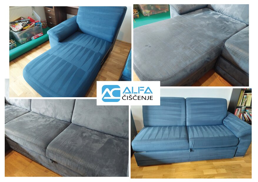 Čiščenje kavča mikrotkanina prej potem 2